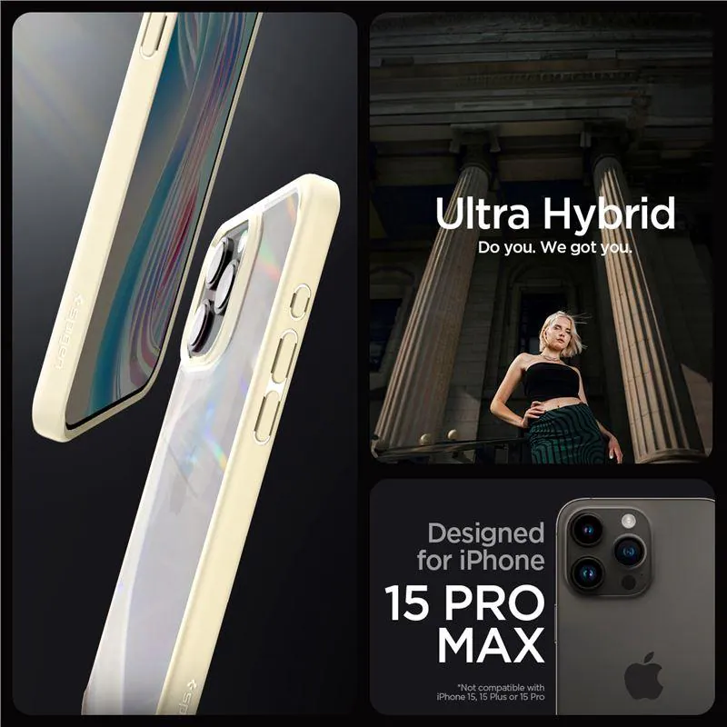 Spigen Crystal Hybrid-fodral för iPhone 15 Pro Max - Klar Beige