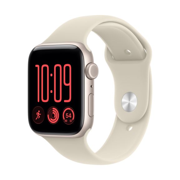 Apple Watch SE 3 GPS + Cellular 44 mm stjärnglans aluminium, sand Sportband - M/L, bild 5