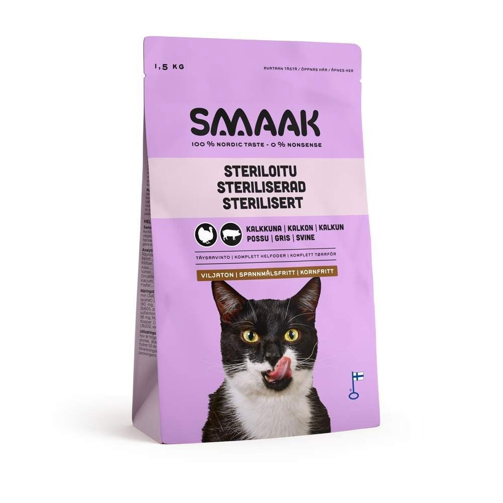 SMAAK Cat Adult GrainFree Sterilised Turkey & Pork 1,5 kg