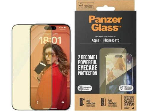 PanzerGlass™ | Ultra-Wide Fit - Skärmskydd för mobiltelefon - EyeCare Protection | Apple iPhone 15 Pro, bild 2