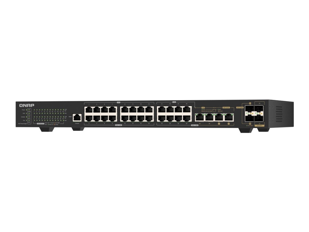 QNAP QSW-M2130P-2C2S26T hanterbar nätverksswitch 24x 2.5GbE PoE++ 375 W