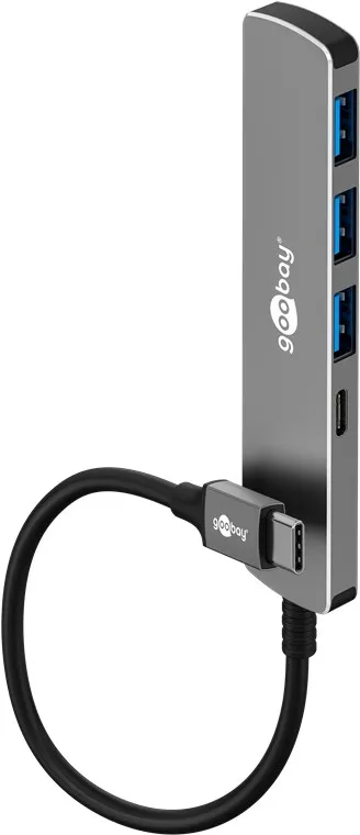 Goobay 79158, USB Typ-C, USB 3.2 Gen 1 (3.1 Gen 1) Typ-A, USB 3.2 Gen 1 (3.1 Gen 1) Typ-C, 5000 Mbit/s, Grå, Aluminium, Plast, 0,1 m
