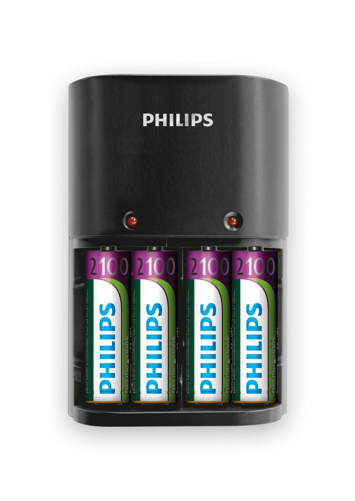 PHILIPS batteriladdare för AA/AAA – inkl. 4 st. AA-batterier