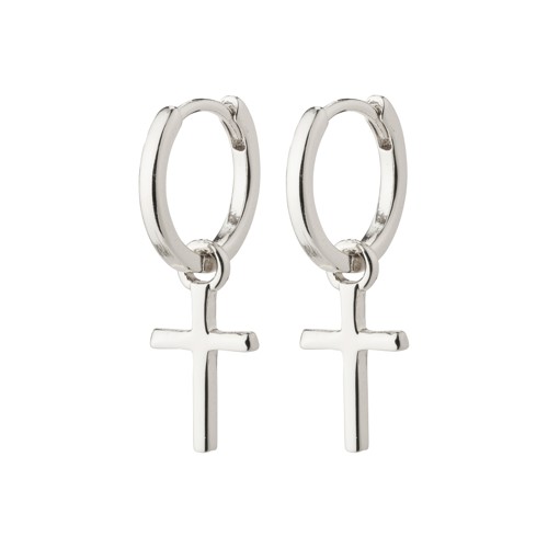 PILGRIM - DAISY Cross Hoops - Silver Plated - 2.5 cm