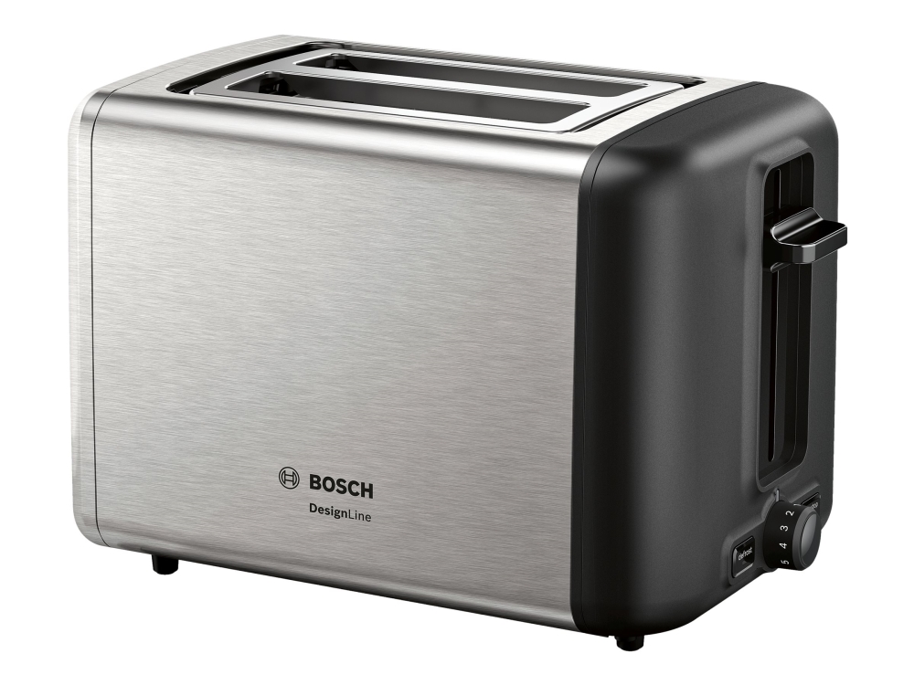 Bosch DesignLine TAT3P420 - Brödrost - 2 skiva - 2 Kortplatser - rostfritt stål/svart