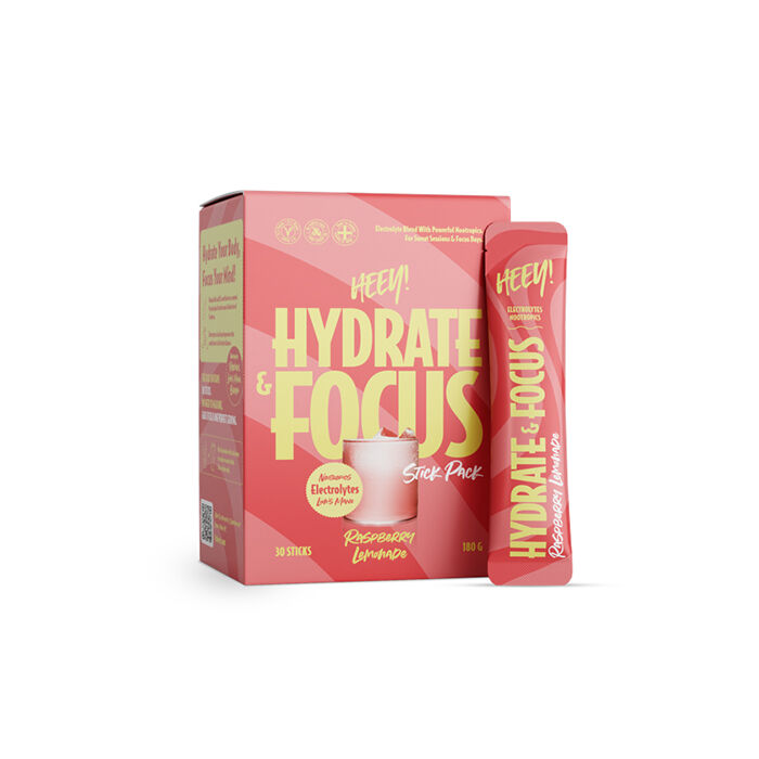 Heey! Hydrate & Focus Electrolytes Raspberry Lemonade Stick Pack 30 st, bild 3