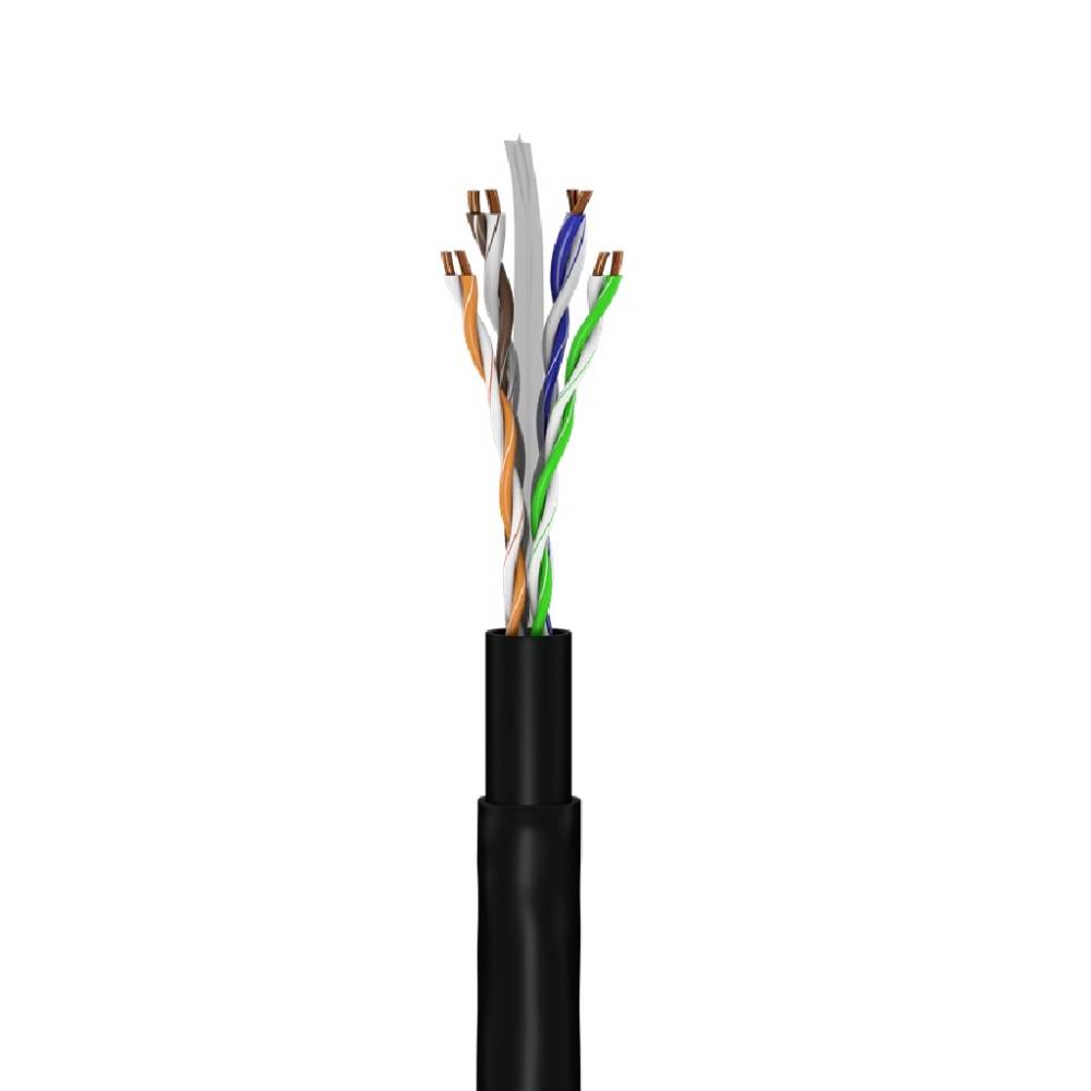 CAT 6 Outdoor Patch Kabel, U/UTP, 40m - svart, bild 4