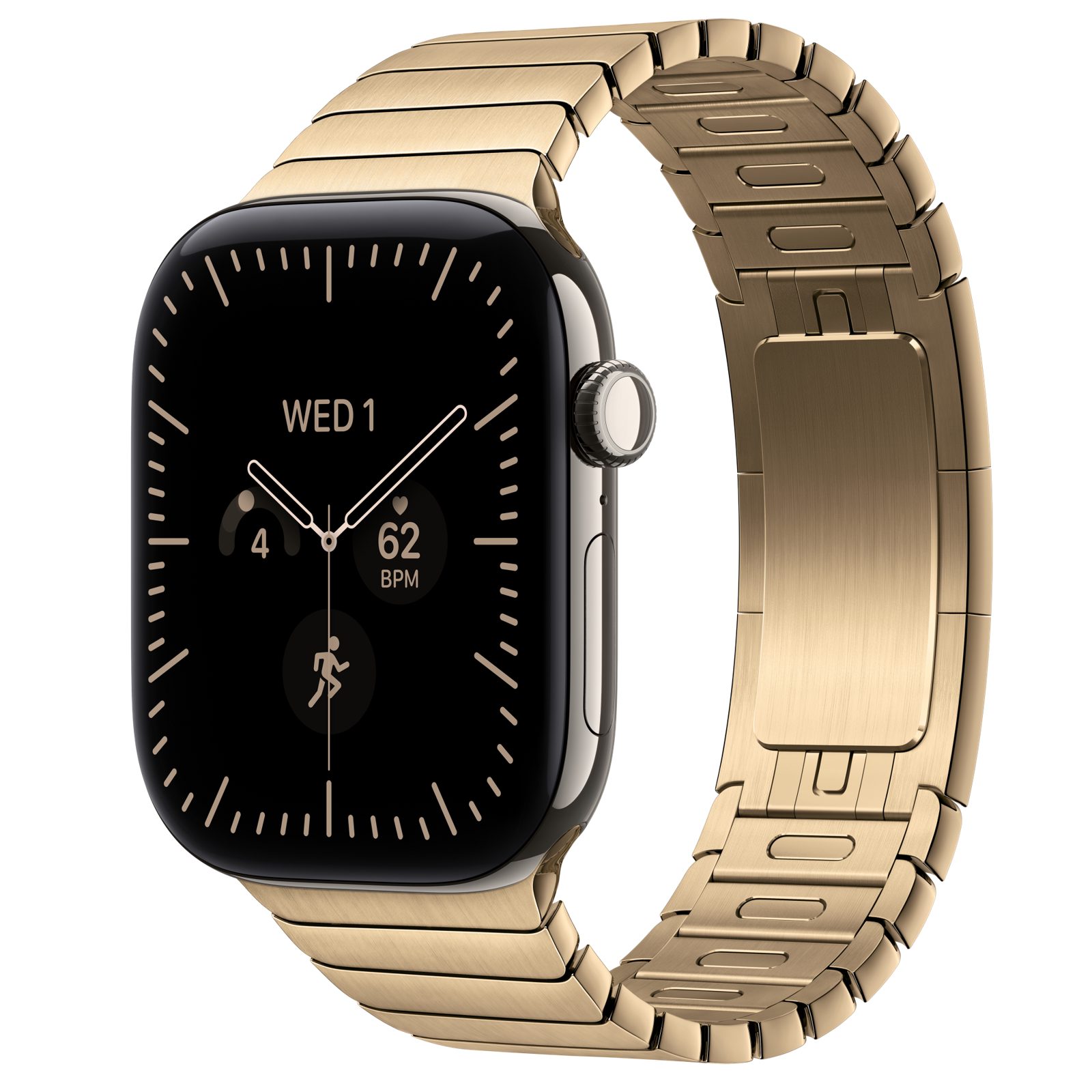 Apple Watch Series 12 (GPS + Cellular) • Titanboett naturlig, 46 mm • Länkarmband skinande guld