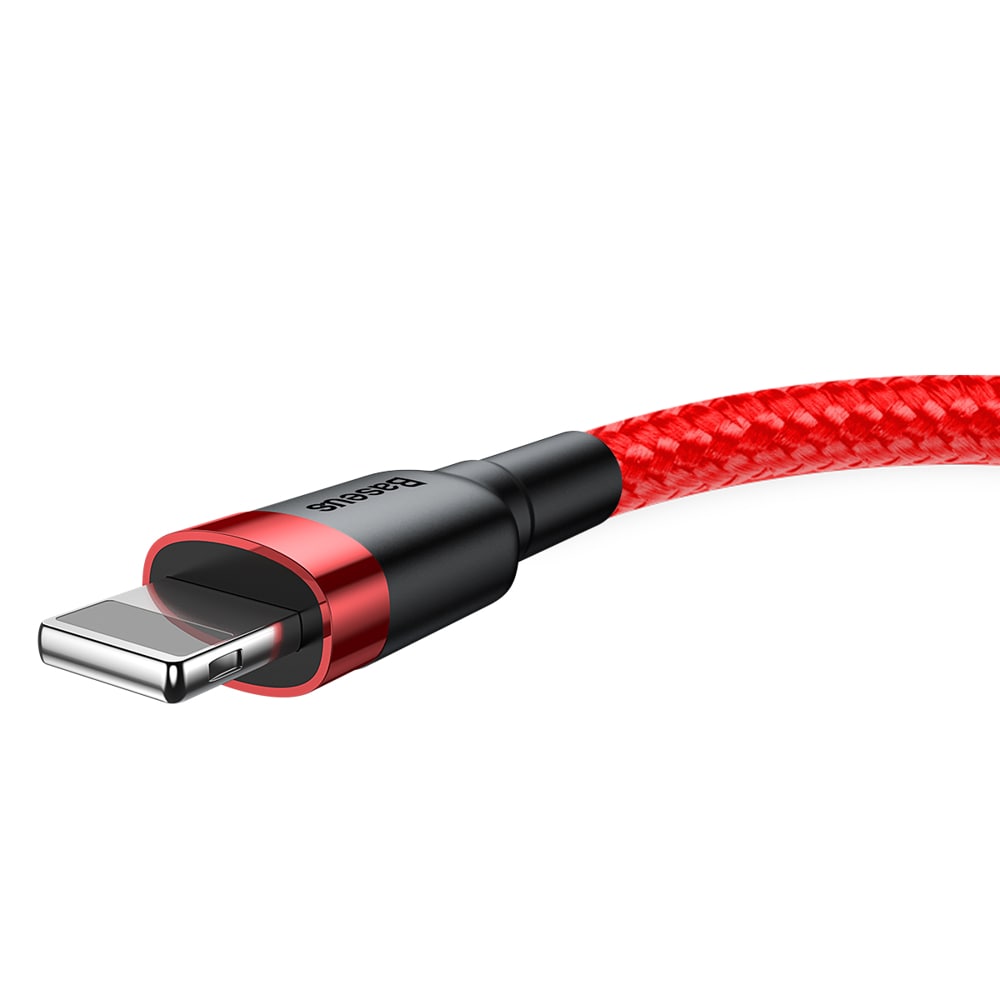 SiGN Kevlar USB-kabel med Lightning 2.1A, 2m - Grå/Röd, bild 2