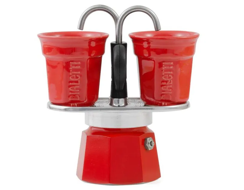 Espressokanna SET Mini Express RÖD + 2 Espressokoppar