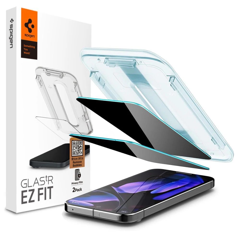 Spigen Glas.TR "Ez Fit" Privacy HD 2-pack insynsskyddande glas för Google Pixel 9 / 9 Pro