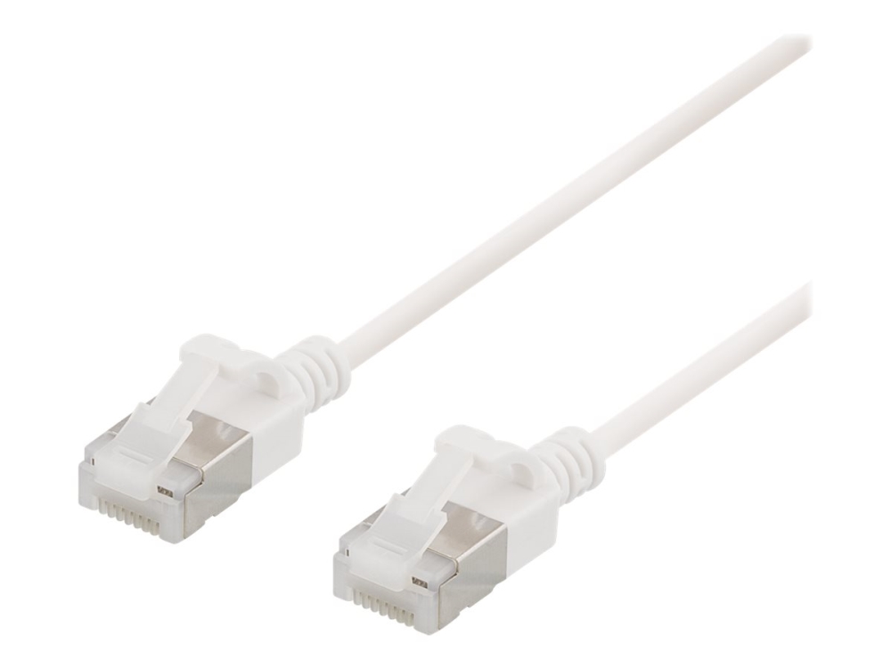 Nätverkskabel oskärmad Cat6a, slim, 3,8mm i diameter, 5 meter - Vit