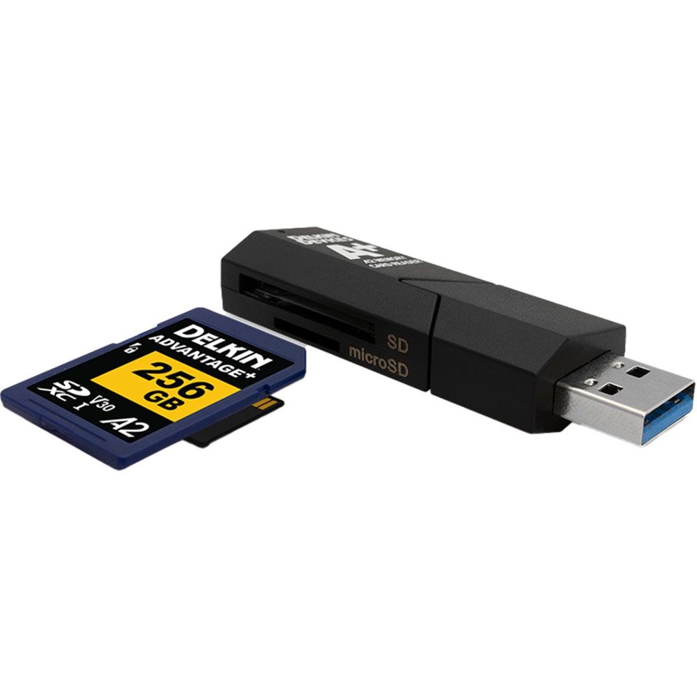 Delkin Cardreader SD/MicroSD A2 (USB 3.1) Minneskortläsare