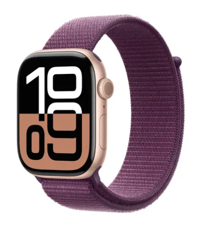Apple Watch Series 10 GPS 46mm Roséguld Aluminiumboett med Plommon Sportloop, bild 3