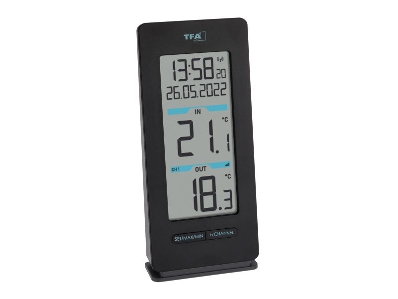 TFA-Dostmann 30.3072.01, Inomhus / utomhus, Digital, Svart, Vit, Rektangulär, °C, -40 - 60 ° C