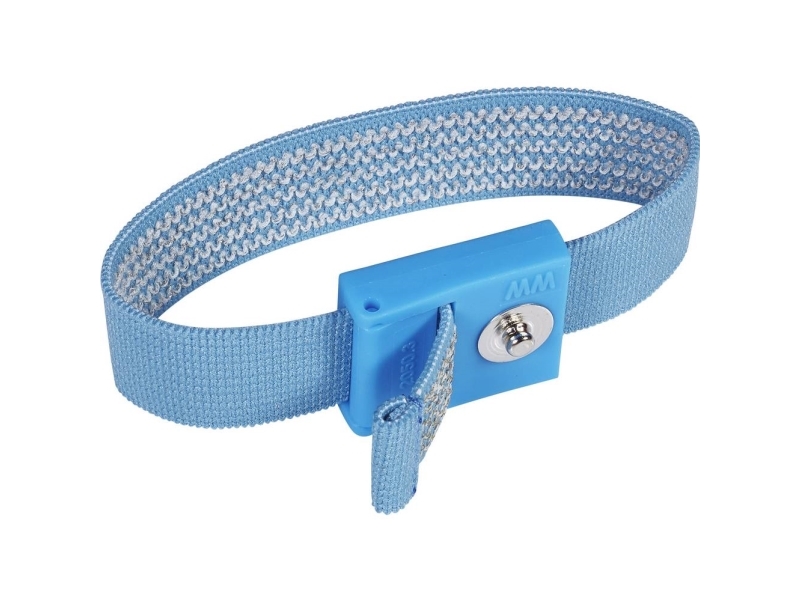 Wolfgang Warmbier 2050.750.3 ESD-armband Ljusblå tryckknapp, 3 mm
