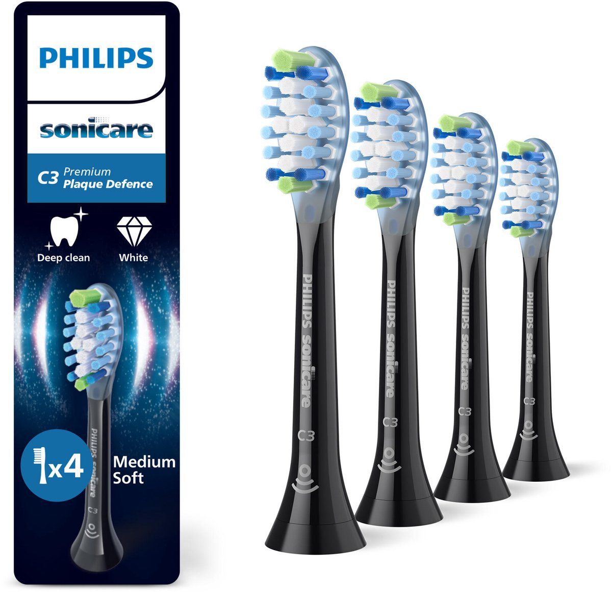 Philips Sonicare C3 premium tandborsthuvud HX9044/88 (svart 4 pack), bild 2