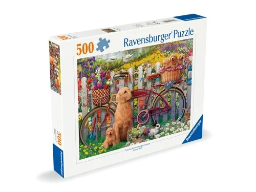 Ravensburger Pussel: Cute dogs in the garden 500 Bitar, bild 2
