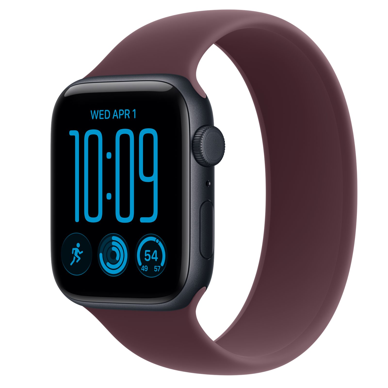 Apple Watch SE 3 (GPS + Cellular) • Aluminiumboett midnatt, 44 mm • Sololoop bourgogne