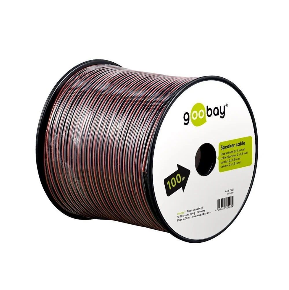 Goobay LSK 2x1.5 - 100m, 100 m, Sort