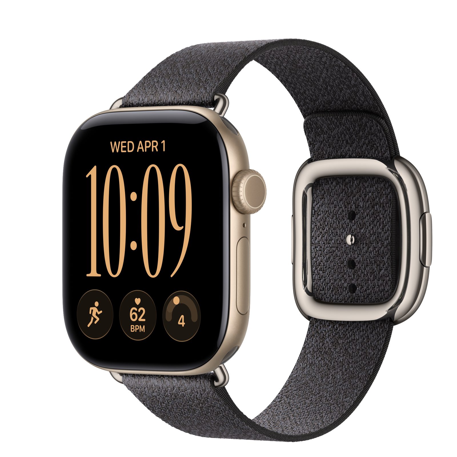 Apple Watch Series 12 (GPS) • Aluminiumboett ljust guld, 42 mm • Modernt spänne marinblå