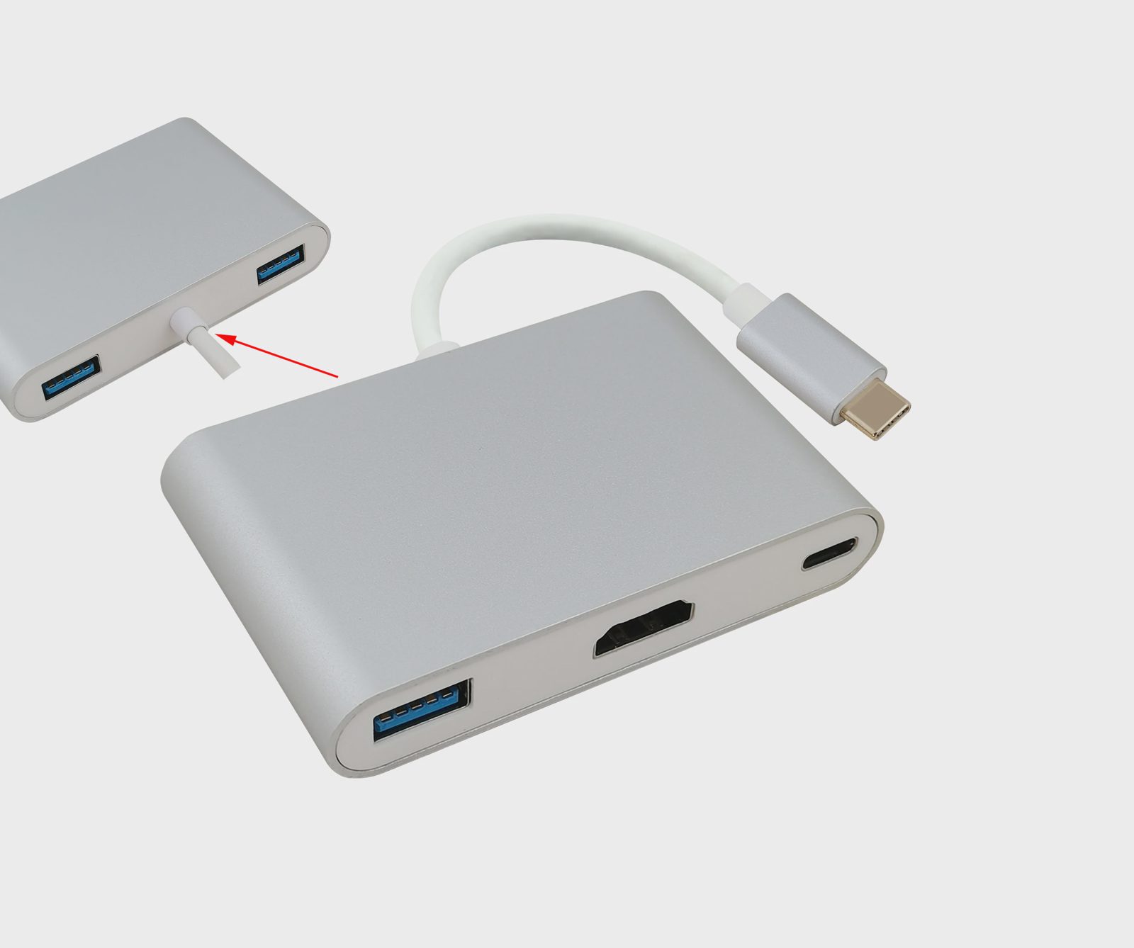helos Dockingstation USB 3.1 Type‑C till 3x USB, HDMI och USB‑C, Premium 4K, bild 2