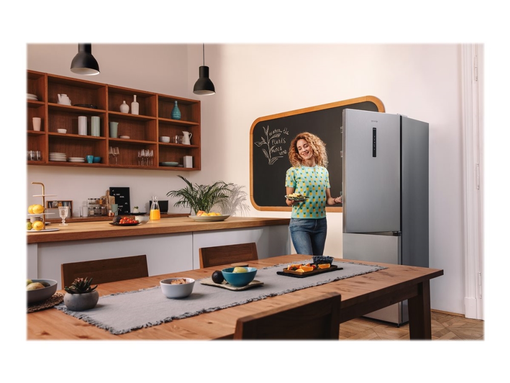 Gorenje NRK6192AS4 - Kylskåp/frys - bottenfrysskåp - bredd: 59.5 cm - djup: 59 cm - höjd: 186 cm - 304 liter - Klass E - grå
