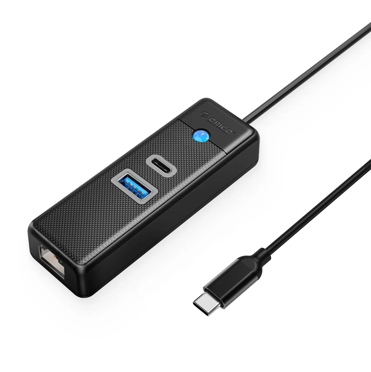 Orico PW3UR25-C3 USB-hubb 3 portar: USB-A 3.0, USB-C 3.0, RJ45 2,5G, 0,15 m – svart