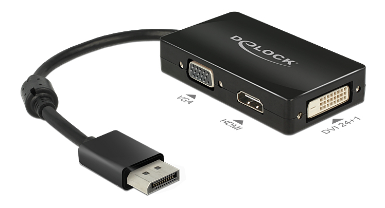 Multi-adapter DeLOCK DisplayPort 1.1 till VGA/HDMI/DVI - Svart, bild 2