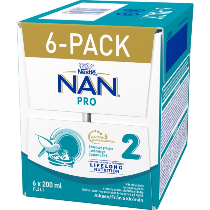 Nestlé NAN Pro 2 Drickfärdig 6-pack 1,2 liter (6x200 ml)