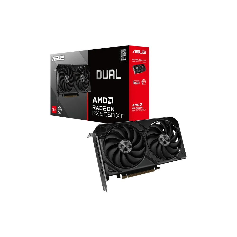 ASUS Dual AMD Radeon RX9060XT grafikkort (16GB GDDR6)