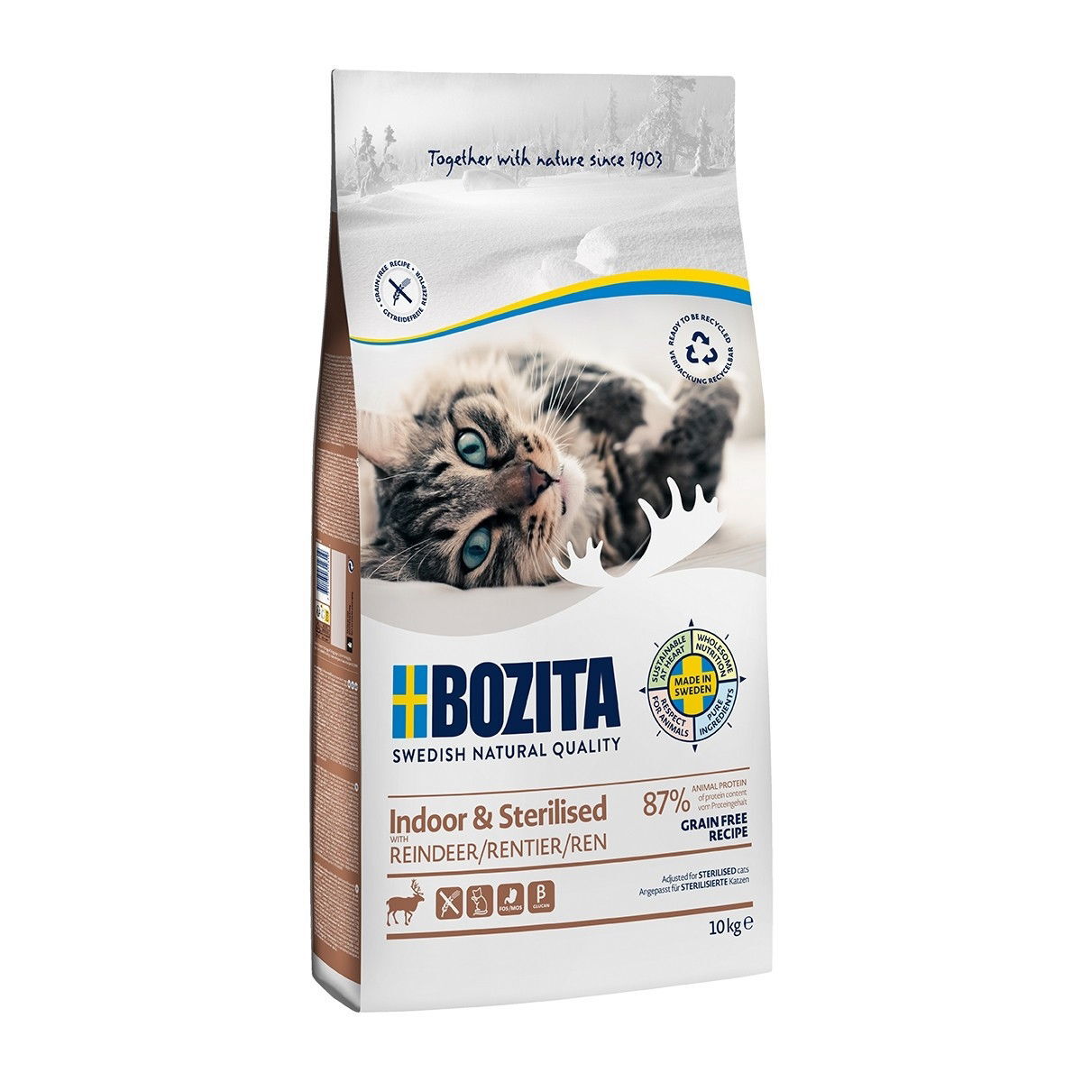 Bozita Indoor & Sterilised Grain Free Reindeer Torrfoder till Katt 10 kg, bild 2