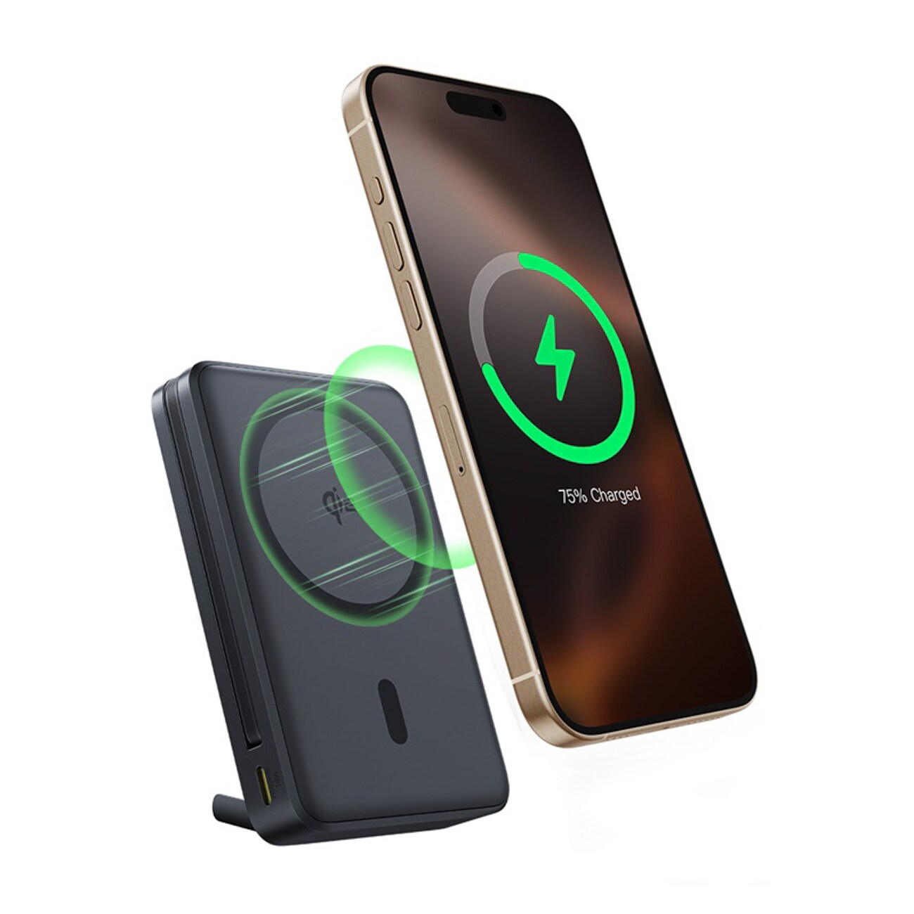 Baseus Nomos 10 000 mAh 30 W Qi2-powerbank med MagSafe-stativ och inbyggd USB-C-kabel – svart, bild 3