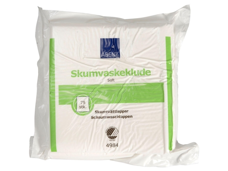 Skumtvättlappar Abena® Soft engångs skum vit förpackning med 4200 st