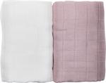 LES ENFANTS Muslinfilt 100% bambufiber vit/rosa, 2 st
