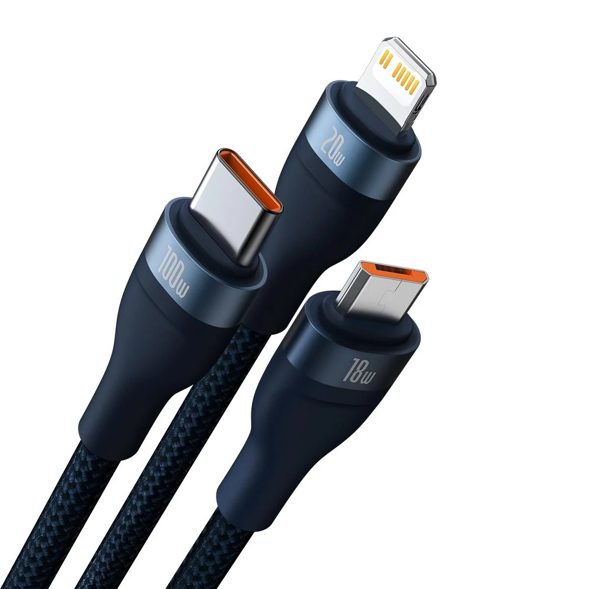 Baseus Flash Series II USB Type-C / A, Type-C / Lightning / micro USB 100W 1.2m Blue (CASS030103), bild 2