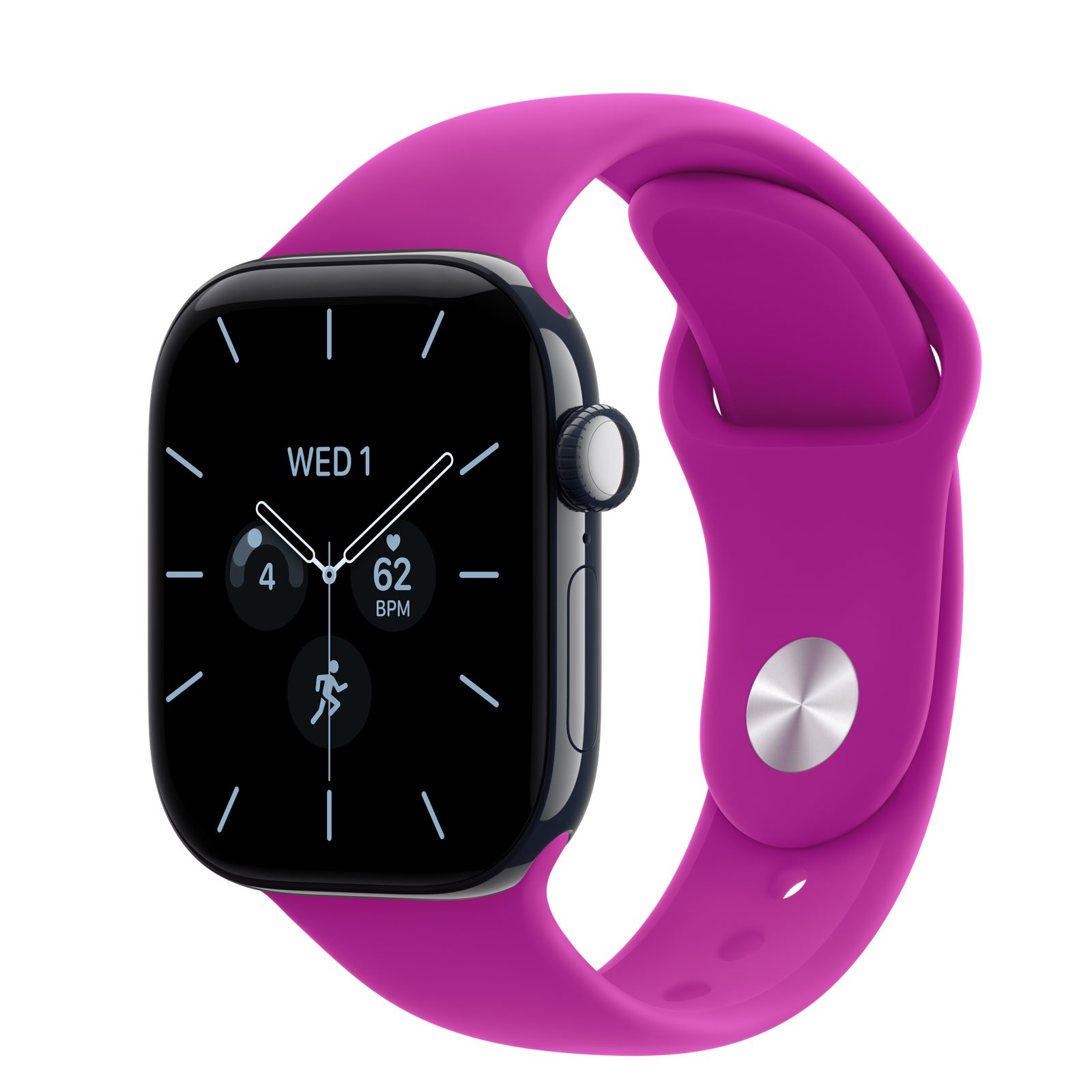 Apple Watch Series 12 (GPS + Cellular) • Keramikboett nattblå, 42 mm • Sportband magenta