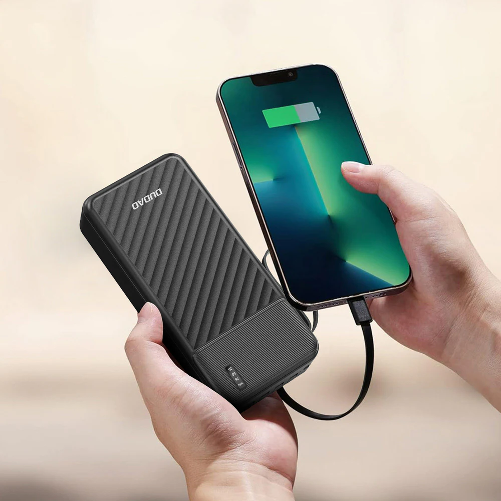 Dudao Powerbank K11 Pro 20000mAh med inbyggda kablar svart, bild 2