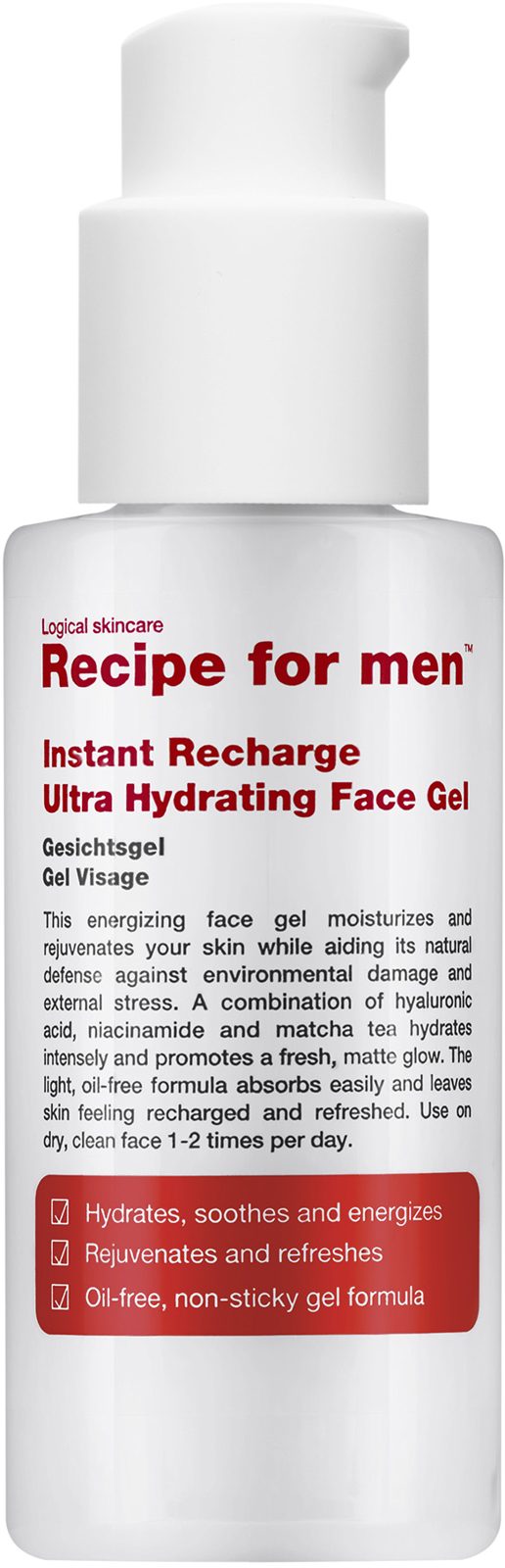 Recipe for men Instant Recharge Ultra Hydrating Face Gel 75 ml