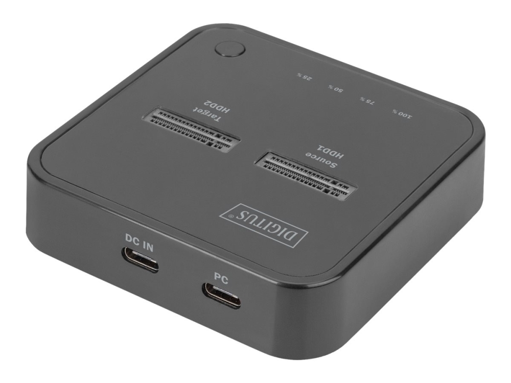DIGITUS - SSD-dockningsstation - fack: 2 - M.2 - M.2 NVMe Card - USB-C 3.2 (Gen 2) - svart