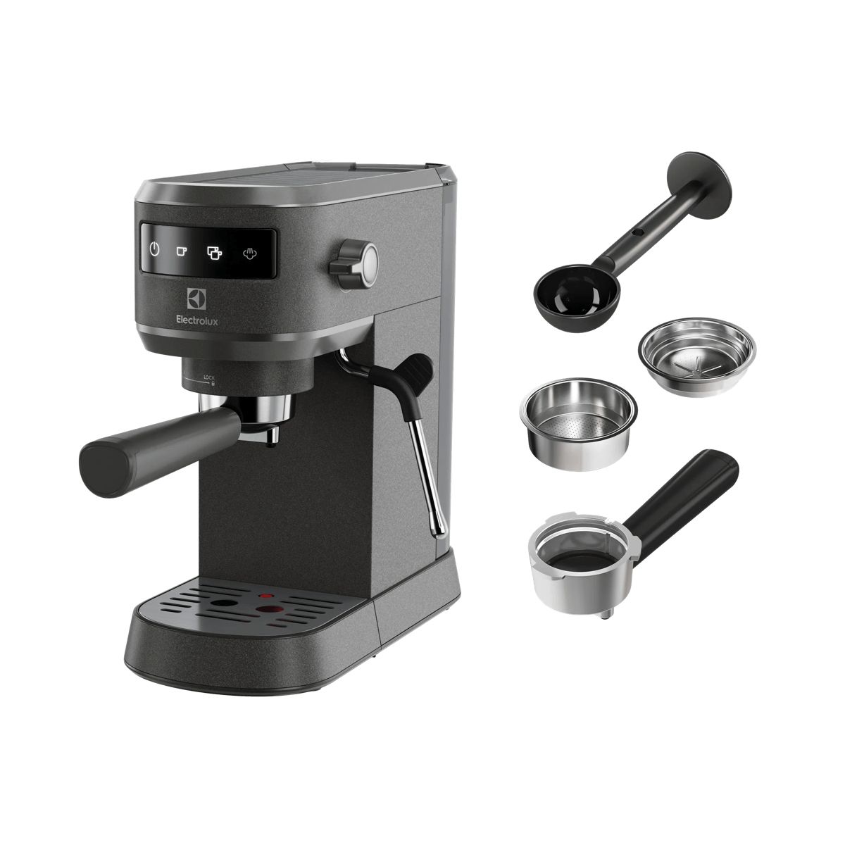 Electrolux E6EC1-6BST, Espressomaskin, 1 l, Kaffekuddar, Malat kaffe, 1450 W, Svart