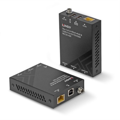 HDMI-förlängare Lindy Cat.6 HDMI 4K60, USB och Audio KVM Extender, 4K@60Hz upp till 70m