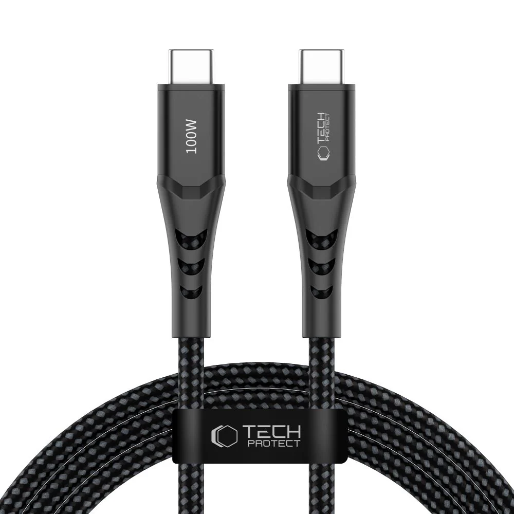 Tech-Protect Ultraboost UB11T USB-C / USB-C PD 100 W / QC3.0-kabel 200 cm – svart