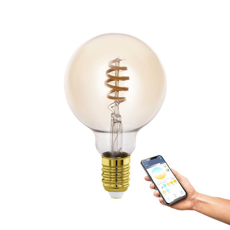 EGLO CONNECT-Z E27 LED G95 bärnstensfärgad globlampa med spiral och varierat vitt ljus, bild 4