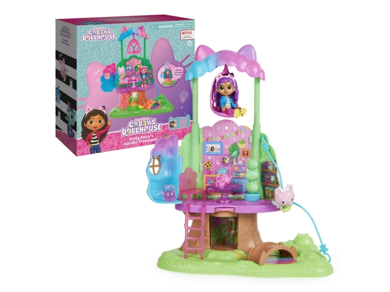 Gabby's Dollhouse Kitty Fairy's lekset med trädkoja, trädgård med belysning