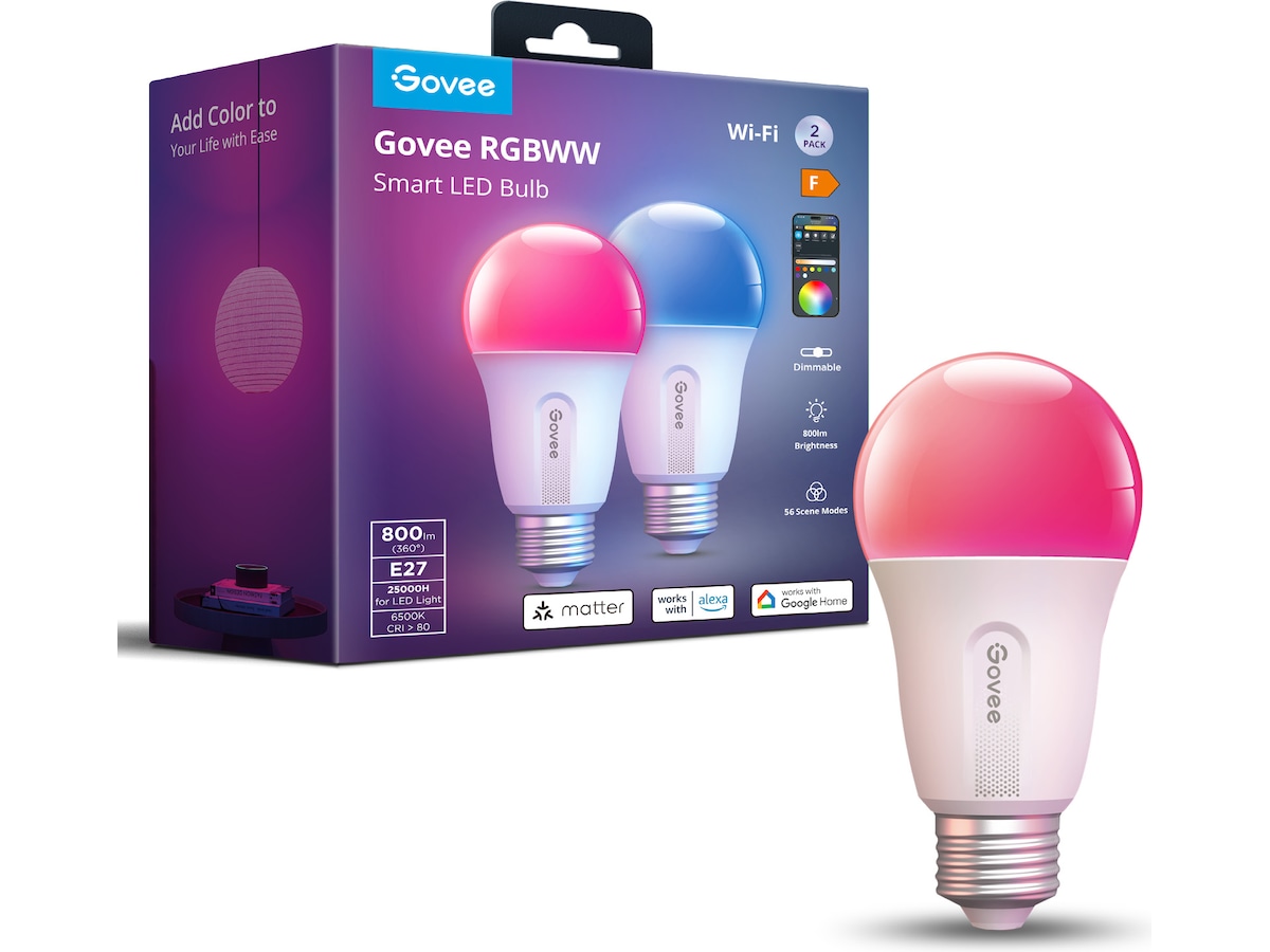 Govee LED Smart Light Bulbs 800LM Wi-Fi & Bluetooth 2-pack