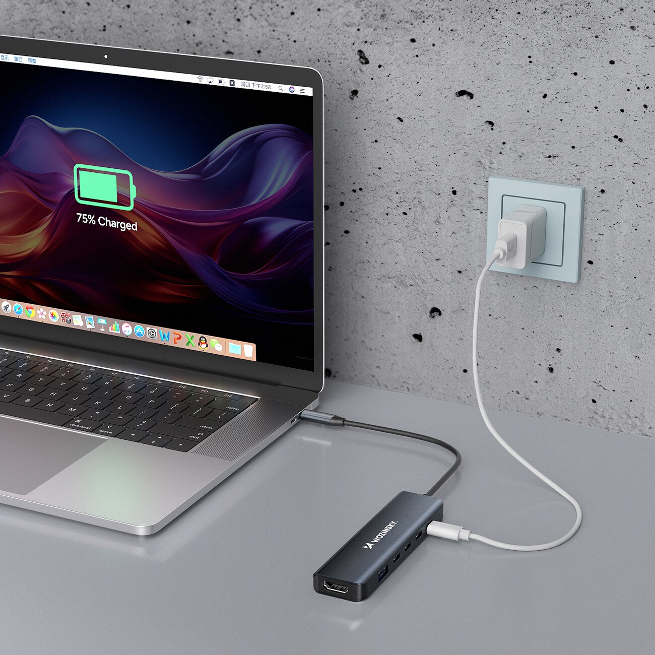 USB-C 6 i 1-hubb Wozinsky WHBC10Y4S Multifunktionell, aluminium, med 25 cm kabel - Grå, bild 4