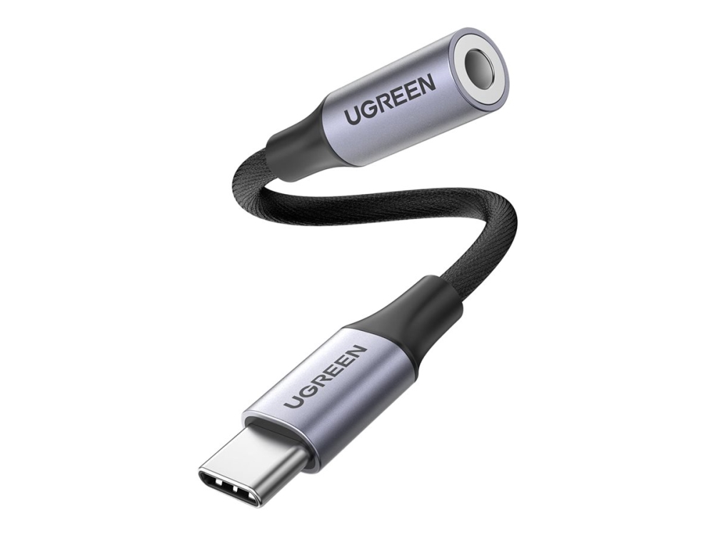 UGREEN USB-C till Aux 3,5 mm adapterkabel hona, 10 cm - Space Grey