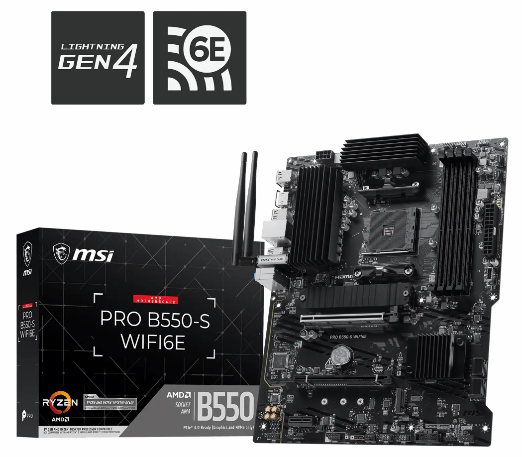 MSI PRO B550-S WIFI6E - motherboard - ATX - Socket AM4 - AMD B550 Moderkort - AMD B550 - AMD AM4 - DDR4 RAM - ATX, bild 3