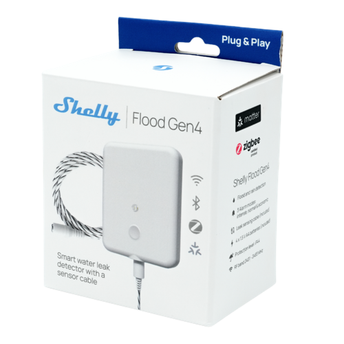 Shelly Flood Gen4 – smart vattensensor med läckagekabel